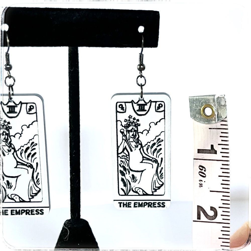 Handmade laser engraved tarot card earrings
